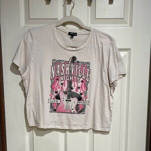 Nashville Nights Graphic Tee - Pink and Cream